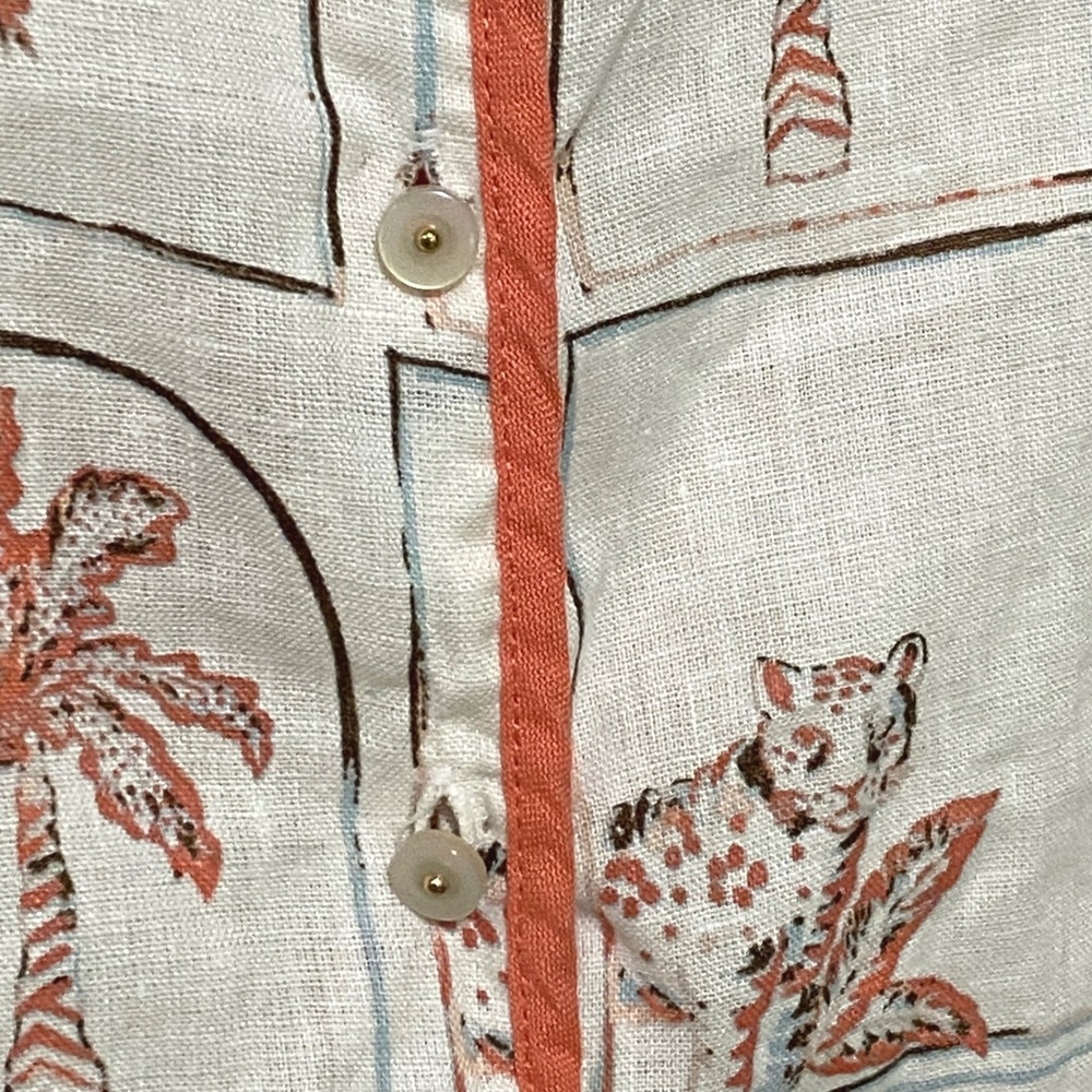 C&C California Linen Tropical Flamingo Button Camp Shirt Womens M Resort Cruise - Picture 3 of 6